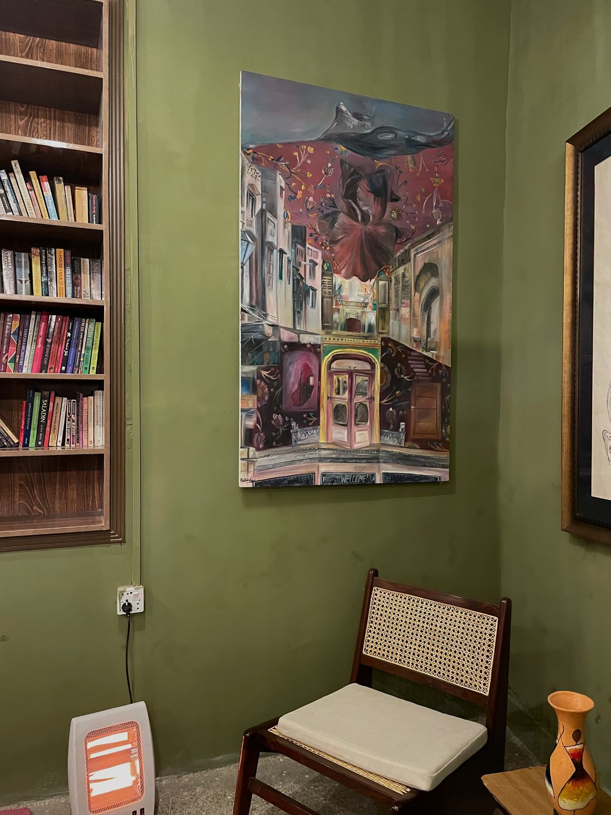 Art and bookshelves at Kitab Ghar