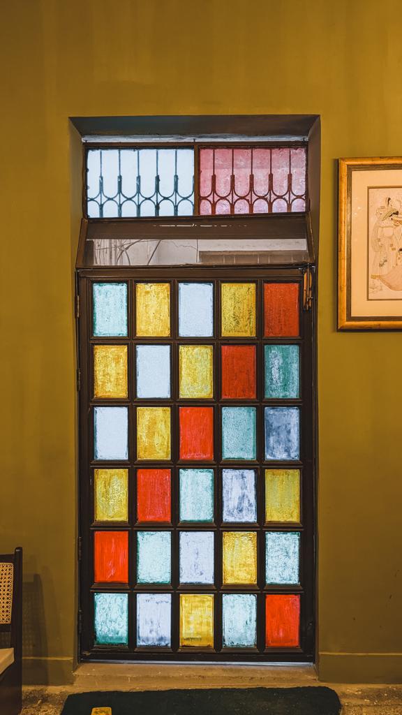 Stained glass window at Kitab Ghar